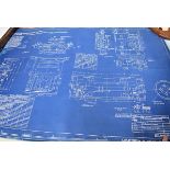A large collection of blueprint/schematic diagrams from The North Eastern Marine Engineering Co Ltd,