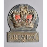Bristol Crown Fire Office Fire Mark, 1718-1837, W6C, lead, G, some original paint, solder repair