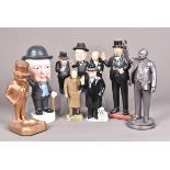 An assortment of Winston Churchill Figures, made from various medium, including ceramic, resin, wood