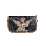 A WWII Italian Officer's dress pouch, the hard leather case with metal crowned eagle to the front