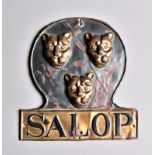 Salop Fire Office Fire Mark, 1780-1890, W20B, copper, F-G, diagonal crease, straightened