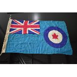 A WWII Air Ministry marked Canadian Royal Air Force flag, bearing Union Flag to top left and
