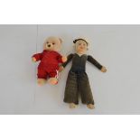 A vintage Norah Welling's Sailor doll, S.S. Strathaird together with a bear in a tracksuit toy (2)