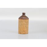 An early 19th Century stoneware flask, having relief decoration of young girl in outdoor setting,