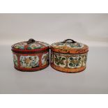Two vintage Gray Dunn Scottish circular biscuit tins, both with floral printed design, 17.5 cm