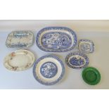 A quantity of assorted ceramics, including a large blue and white Old Willow pattern charger, 46cm x
