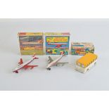 Two boxed vintage Maxwell (India) Boeing 747 diecast models, #546 Swissair and #557 Air India,