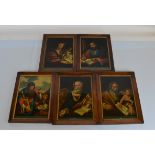 A set of five Georgian reverse glass coloured prints, of The Disciples comprising St. Matthew with