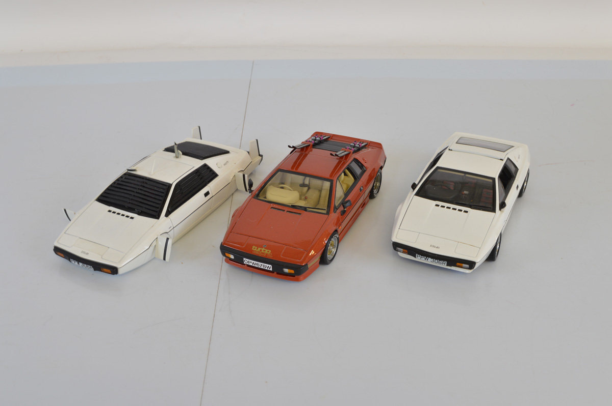 Three Autoart Lotus Esprit 1:18 scale models, including The Spy Who Loved Me Submarine, For Your