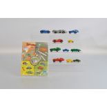 A group of unboxed Tri-ang plastic car models from their 'Push and Go' range including six Racing