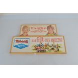 Two vintage, hard to find, original retailers Tri-ang Toys paper signs, both framed, including '
