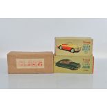 Two boxed Tri-ang Battery Operated Minic Cars in 1/20th scale, including an M.004 Jaguar 2.4 in dark