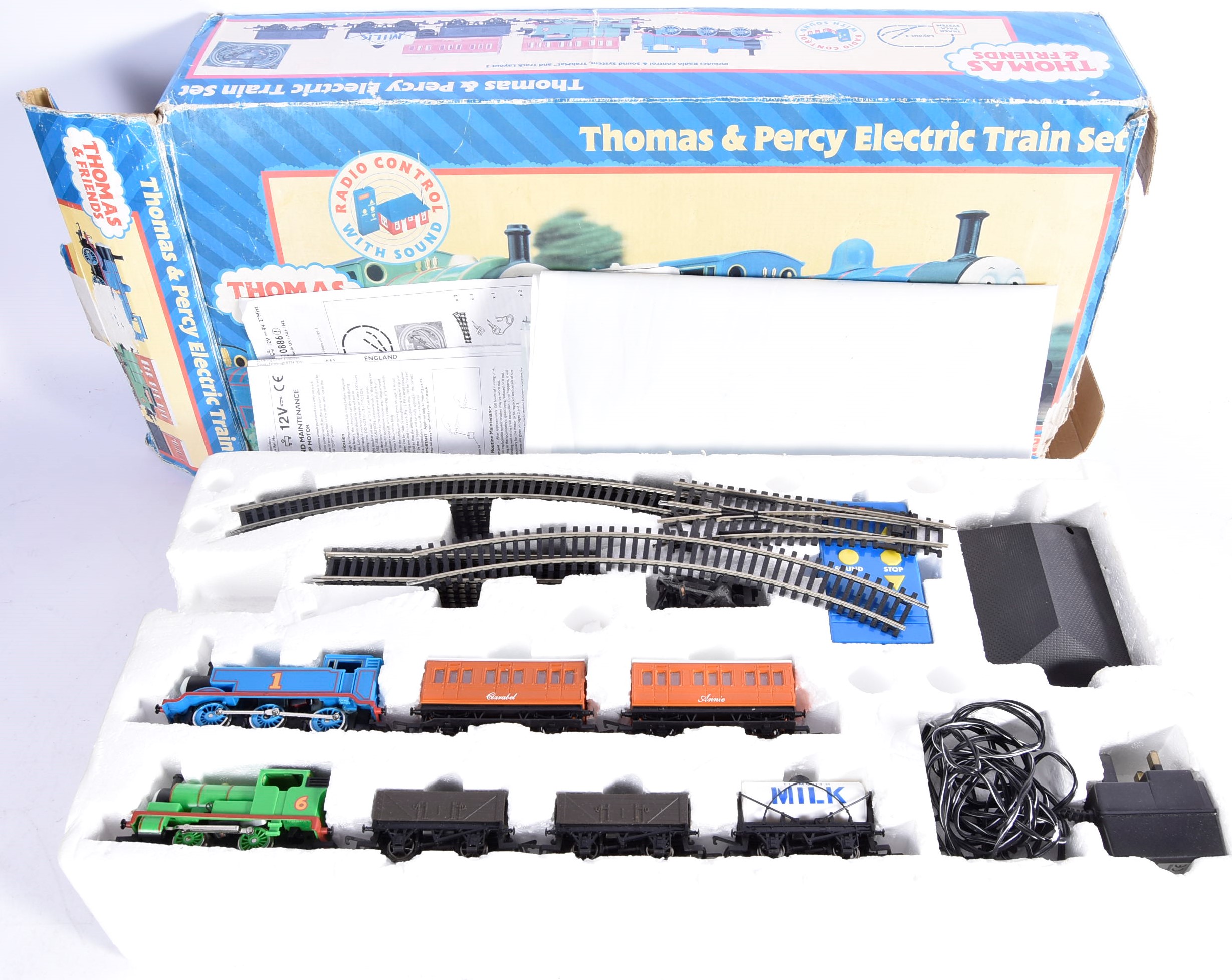 Hornby R9045 Thomas and Percy Double Train Set, comprising 0-6-0 Thomas, Annie and Clarabel, Percy