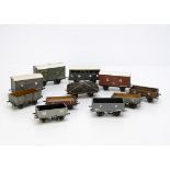 Kit- or Scratch-built 0 Gauge Pre-grouping wagons, including Caledonian van in brown, 2 CR