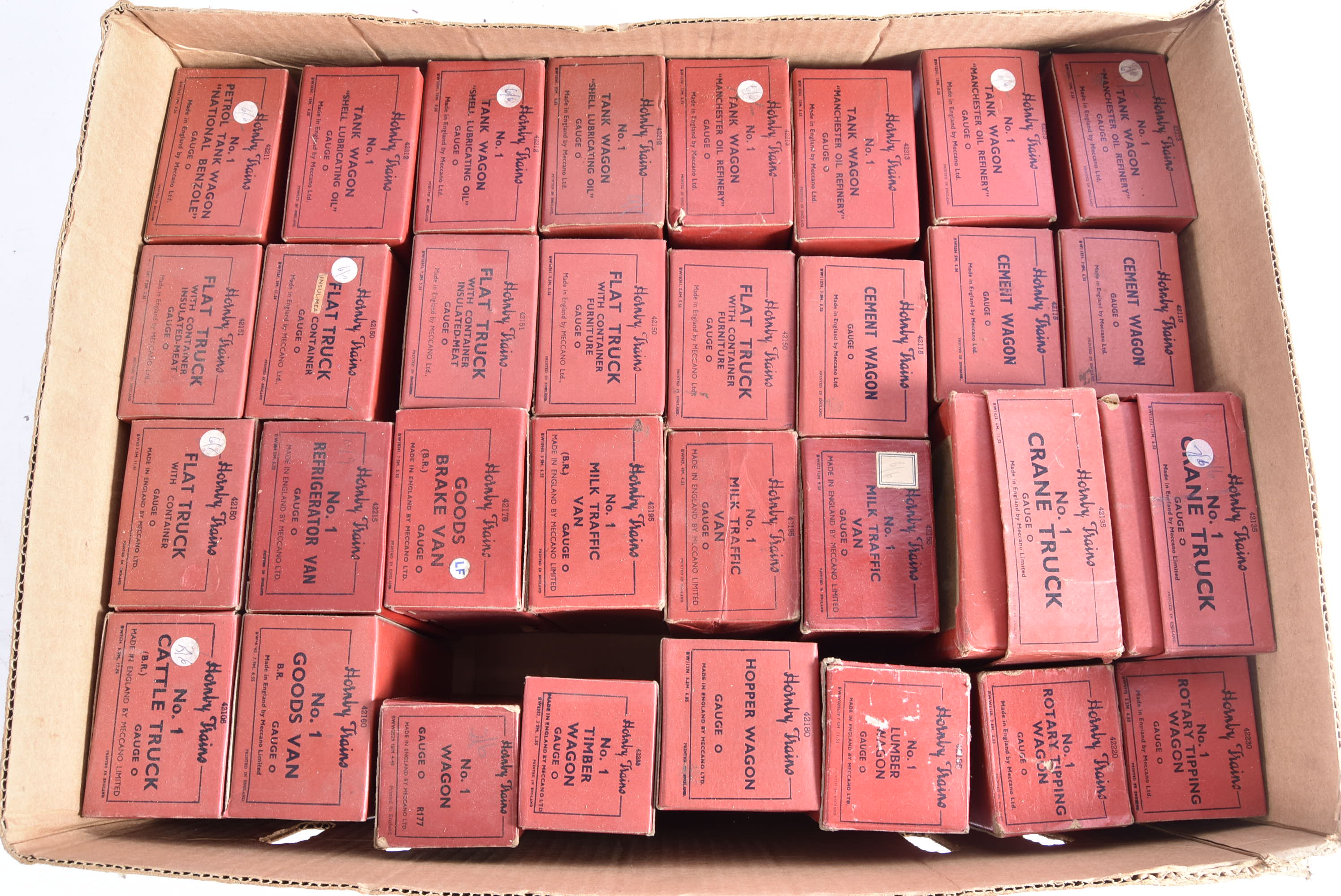 Boxed post-war Hornby 0 Gauge Freight Stock, most appear to be ex-shop stock, comprising 4