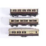 Three Bing 0 Gauge 1921-series LNWR Coaches, two 1st class coaches, both now fitted with pre-war LMC