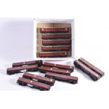 Hornby-Dublo 00 Gauge 2-Rail Super Detail maroon Coaches, Brake/2nd (6), All First (2), 1st/2nd (2),