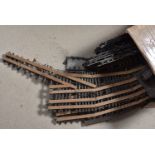 Three-rail 0 Gauge Track by Bassett-Lowke or similar, some raised and some level-third rail,