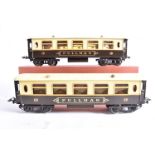 Two Boxed Hornby 0 Gauge No 2 Pullman Coaches, both in umber/cream livery with small Pullman