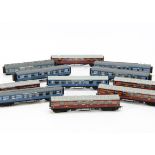 Hornby 00 Gauge LMS Coronation Scot blue Coaches and repainted maroon coaches, original blue coaches