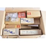 A Collection of Vintage 0 Gauge Coach and Interior Kits by CCW, mostly unmade and including a