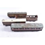 Four Bing/Bassett-Lowke 0 Gauge LMS Coaches for restoration, a Bing/B-L brake-3rd coach in