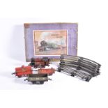 Two Boxed Hornby 0 Gauge M3 clockwork Train Sets, an early M3 tank goods set with lithographed LMS