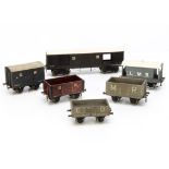 Believed-to-be Milbro 0 Gauge Freight Stock, comprising bogie SR luggage van in dark brown as no