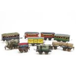 Bub Bing and Märklin 0 Gauge Rolling Stock, Bub 4-wheel coaches including 6" lined blue with special