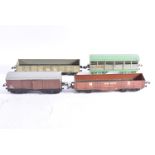 Boxed Hornby 0 Gauge No 2 Freight Stock, comprising an LMS High Capacity wagon, VG except '