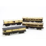 Bassett-Lowke/Carette-style 0 Gauge LNWR Coaching Stock, all in LNWR brown/ivory, including 1st/