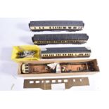 Kit-built 0 Gauge GWR Coaching Stock, including part-dismantled Auto-coach No 190, corridor brake/