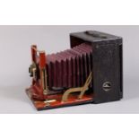 A Pony Premo No 7 Whole Plate Folding Camera, for plates or film packs, made by Eastman Kodak-