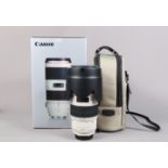 A Canon EF 70-200mm f/2.8L IS II USM Lens, serial no 340006450, auto focus functions, barrel VG,