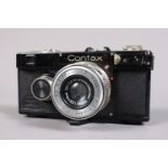 A Contax I f Rangefinder camera, seriail no A 20896, serial no matches through out, shutter working,
