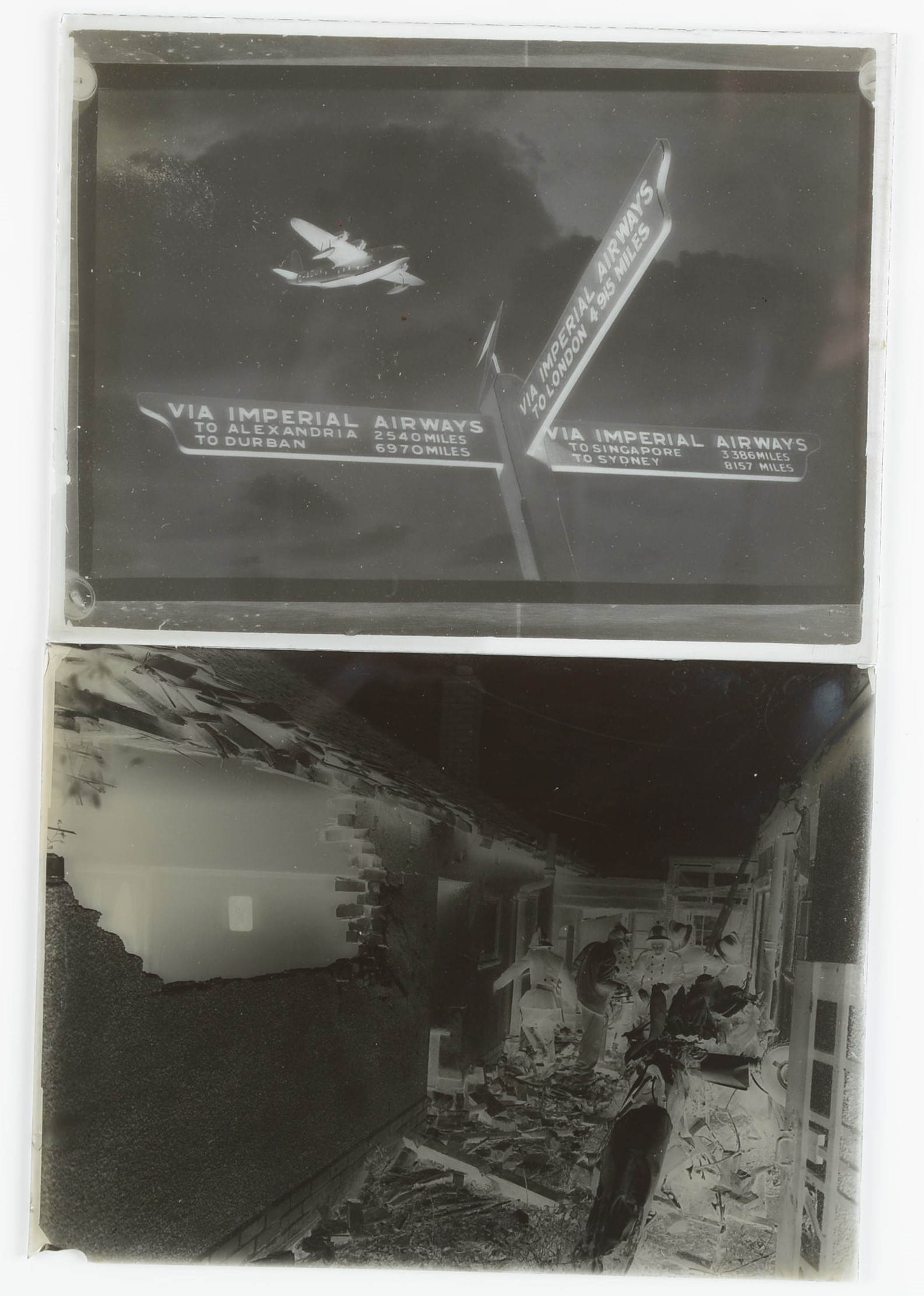 British Aviation Glass Plate Negatives 1930s, half-plate copy neg of Imperial Airways airliner, G-