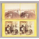 Early 1860s Stereoscopic Cards, including UK topographical, including Brown & Wheeler, Ryde Pier (