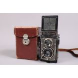 A Rolleicord I Nickel Plated TLR Camera, art deco, shutter working, body G, some paint wear, with