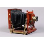 A Thornton Pickard Imperial Triple Extension Half Plate Field Camera, tapered chamfered-corner black