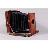 A Henry Park Whole Plate Field Camera Body, circa 1895, square-cornered tapered bellows, double