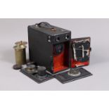 A Houghton Holborn-Ilex Plate Camera, a falling plate magazine box camera for 12 plates 3¼ x 4¼in,