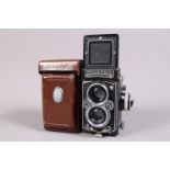 A Rolleiflex 3.5E TLR Camera, serial no 1785656, shutter sluggish on slow speeds, meter appears