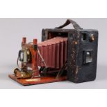 A No 4 Cartridge Kodak Camera, 5 x 4in format on roll film, early wooden front version circa 1898,