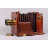 A Whole Plate Meagher Transitional Tailboard Camera, circa 1870s, manufacturer's plate states