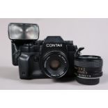 A Contax RX SLR Camera, serial no 028621, shutter working, meter responsive, body G, light wear,