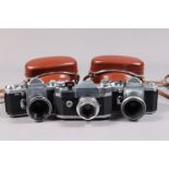 Three Wirgin SLR Cameras, comprising an Edixa Electronica, serial no 351763, meter not working,