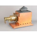 Late 19th Century Magic Lantern and Portable Stand, mahogany and brass mahogany magic lantern, 1890s