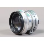 A Dallmeyer Septac Anastigmat 2 inch f/1.5 Lens, serial no 488872, pat no 553844, barrel G, some