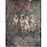 A Whole-Plate Daguerreotype of Four Freemasons or Odd Fellows In Full Regalia, with older seated and