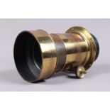 A J.H. Dallmeyer London 3A f/4 Whole Plate Portrait Lens, serial no 18152, 1870, brass barrel G,